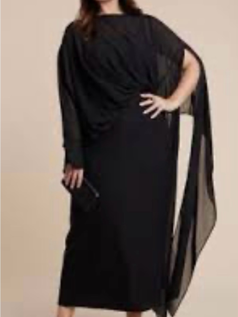 Eloquii Elegant Black Draped Evening Dress Size 22